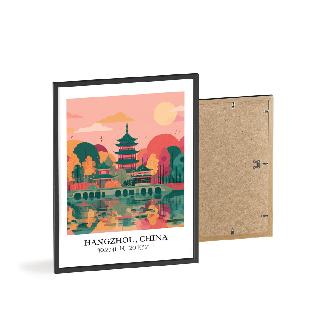 Hangzhou China Art, Hangzhou Retro Travel Art, Hangzhou Home Decor, Hangzhou China Gift, China Travel Art, Travel Prints, Housewarming Gift