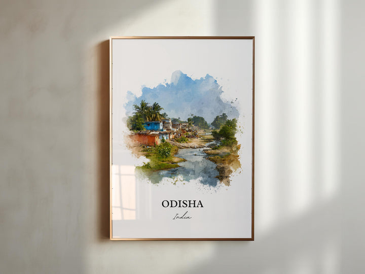 Odisha India Wall Art, Odisha Print, Odisha India Watercolor Art, India Gift, India Travel Print, Travel Poster, Housewarming Gift
