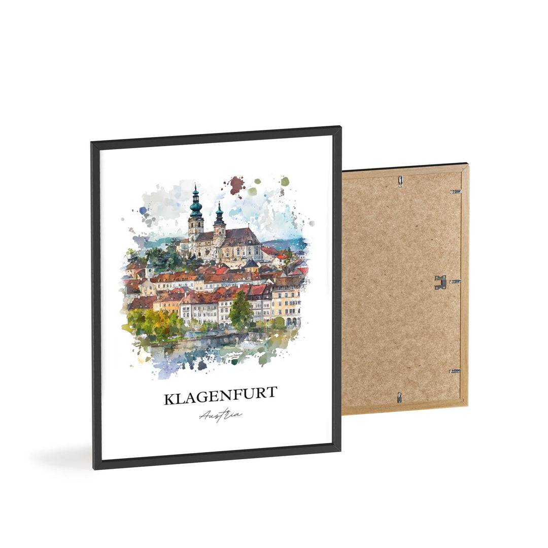 Klagenfurt Wall Art, Klagenfurt Print, Austria Watercolor Art, Klagenfurt Gift, Travel Print, Travel Poster, Housewarming Gift