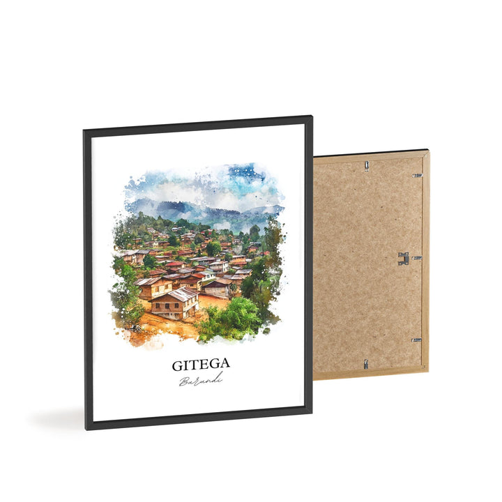 Gitega Wall Art, Gitega Burundi Print, Burundi Watercolor Art, Burundi Country Gift, Travel Print, Travel Poster, Housewarming Gift