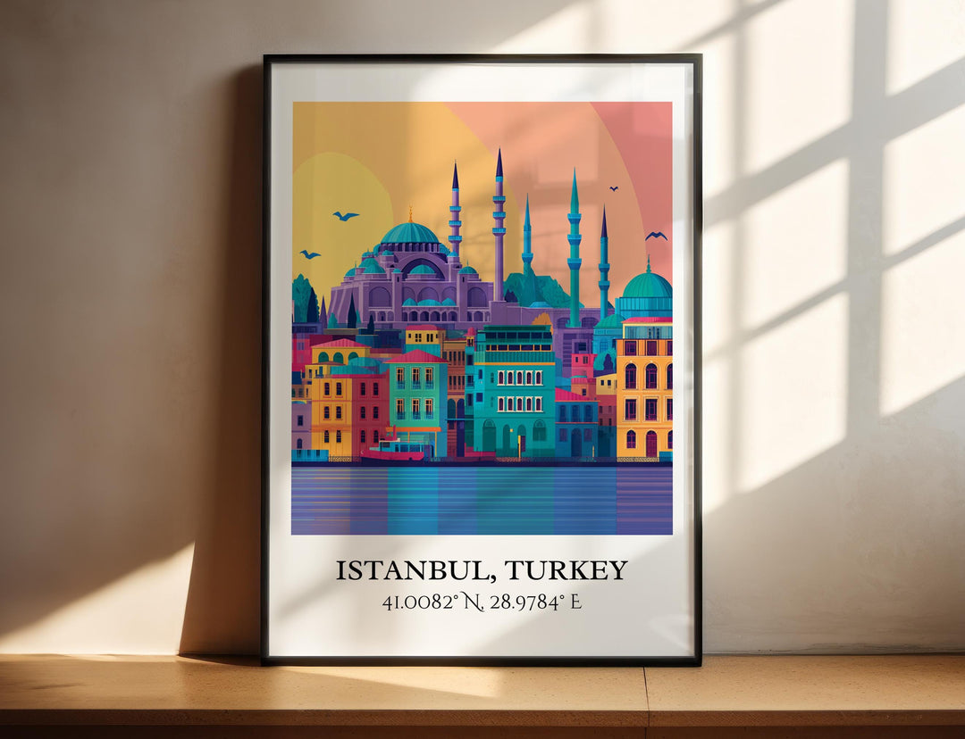 Istanbul Art, Istanbul Retro Travel Art, Istanbul Turkey Decor, Turkey Gift, Turkey Travel Art, Istanbul Turkey Print, Housewarming Gift