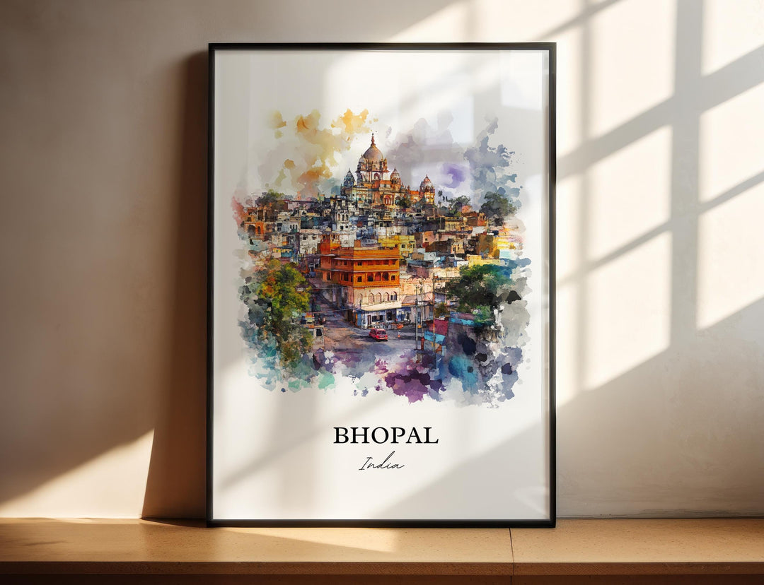 Bhopal Wall Art, Madhya Pradesh Print, India Watercolor Art, Bhopal India Gift, Travel Print, Travel Poster, Housewarming Gift