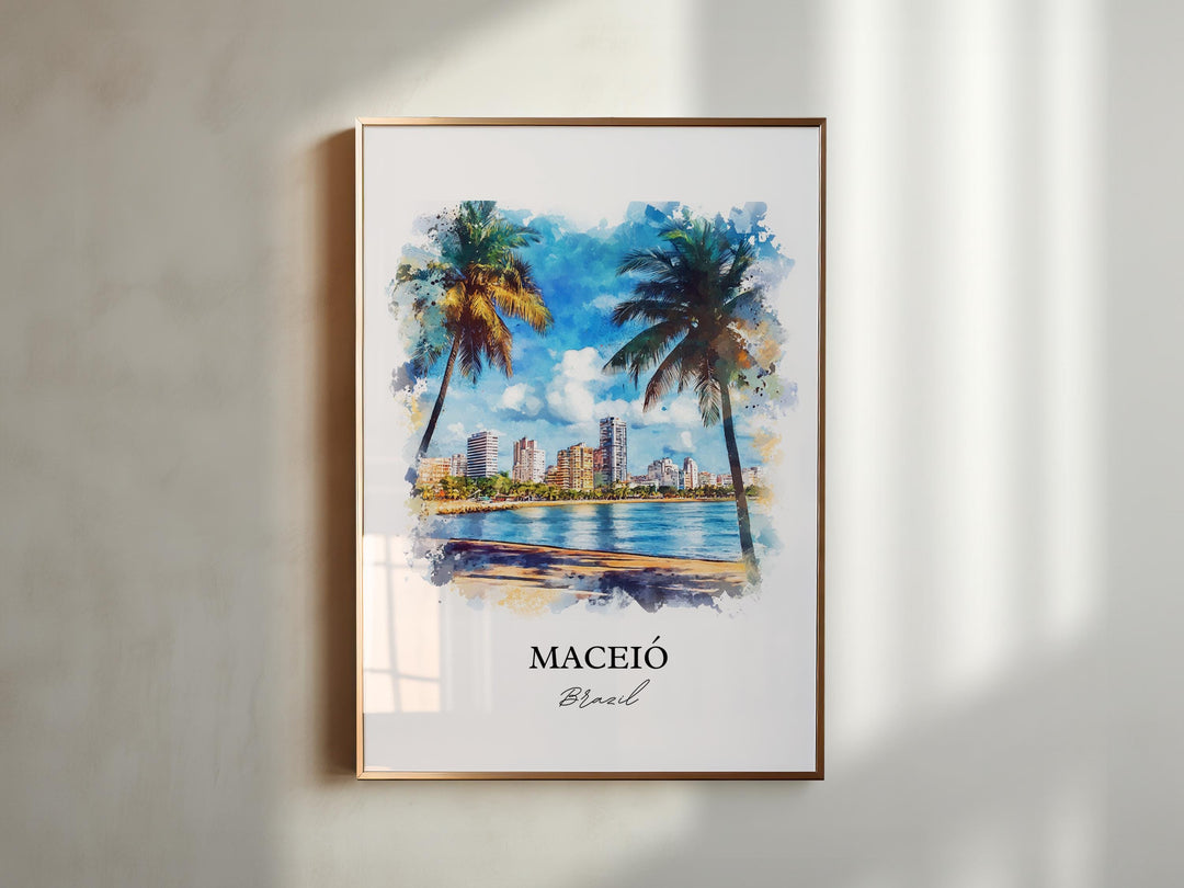 Maceió Wall Art, Brazil Print, Brazil Watercolor Art, Maceió Brazil Gift, Travel Print, Travel Poster, Housewarming Gift
