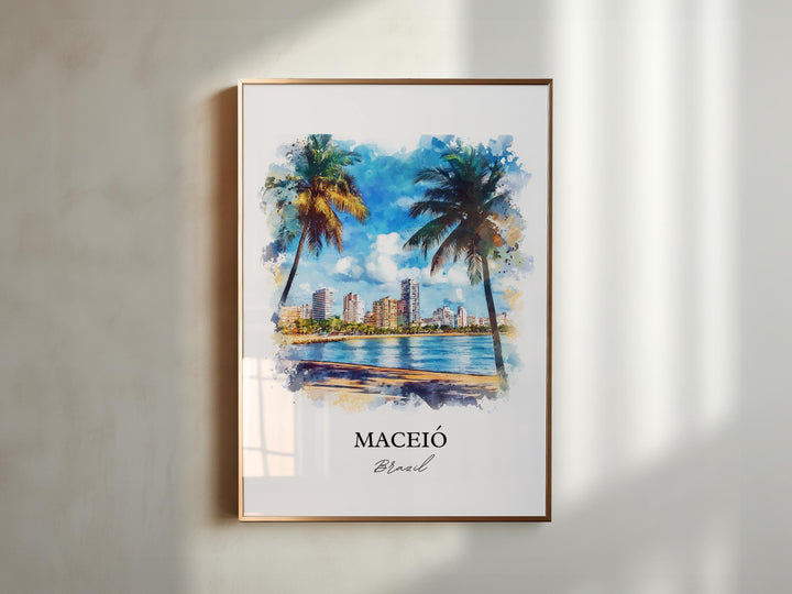 Maceió Wall Art, Brazil Print, Brazil Watercolor Art, Maceió Brazil Gift, Travel Print, Travel Poster, Housewarming Gift