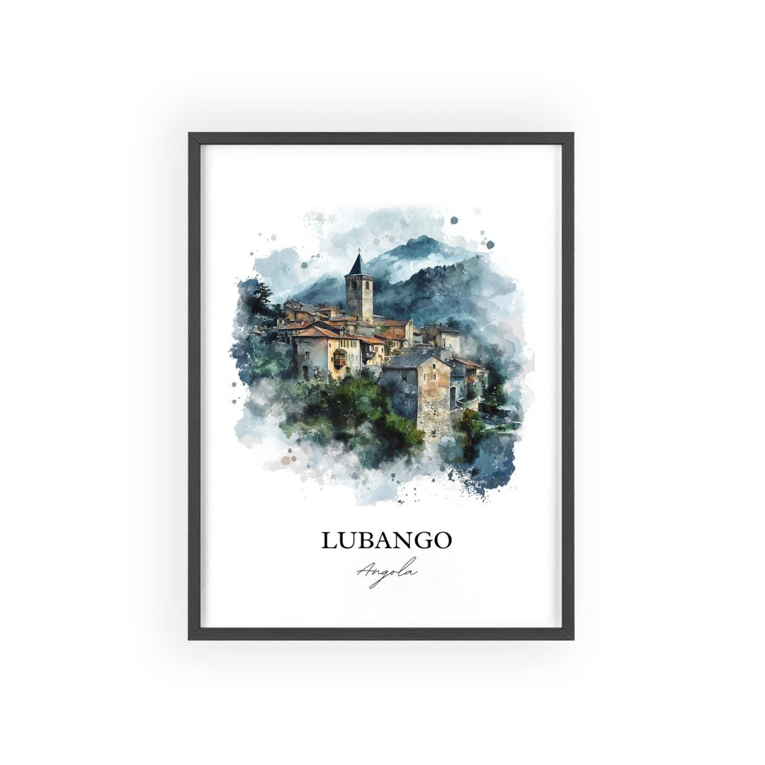 Lubango Wall Art, Lubango Print, Angola Watercolor Art, Lubango Angola Gift, Travel Print, Travel Poster, Housewarming Gift