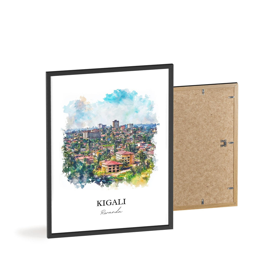 Kigali Wall Art, Kigali Print, Rwanda Watercolor Art, Kigali Rwanda Gift, Travel Print, Travel Poster, Housewarming Gift