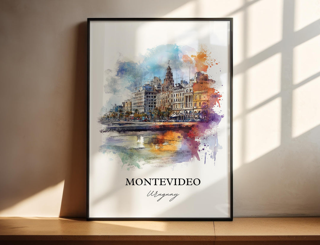 Montevideo Wall Art, Montevideo Print, Uruguay Watercolor Art, Montevideo Uruguay Gift, Travel Print, Travel Poster, Housewarming Gift
