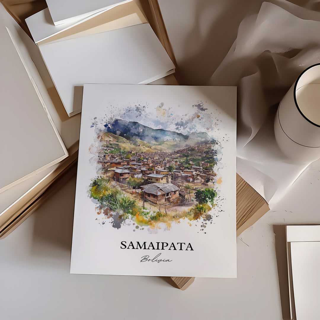 Samaipata Wall Art, Bolivian Andes Print, Bolivia Watercolor Art, Samaipata Bolivia Gift, Travel Print, Travel Poster, Housewarming Gift