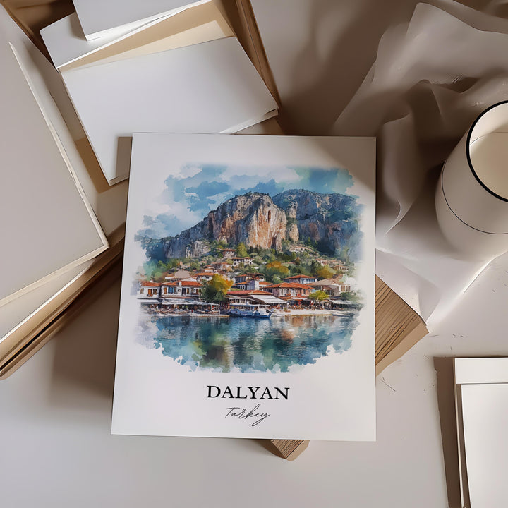 Dalyan Turkey Wall Art, Ortaca District Print, Turkey Watercolor Art, Dalyan Turkey Gift, Travel Print, Travel Poster, Housewarming Gift
