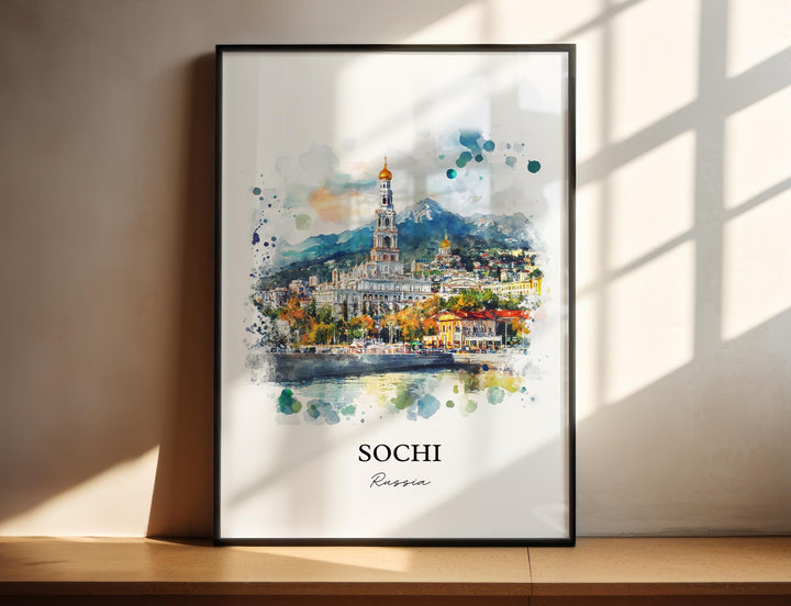 Sochi Russia Wall Art, Sochi Print, Russia Watercolor Art, Sochi Russia Gift, Travel Print, Travel Poster, Housewarming Gift