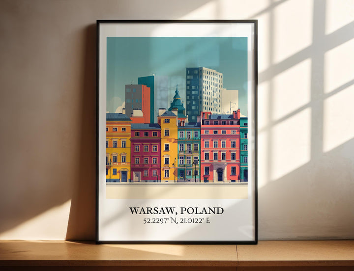 Warsaw Art, Warsaw Retro Travel Art, Warsaw Home Decor, Warsaw Gift, Warsaw Poland Travel Art, Travel Prints, Housewarming Gift