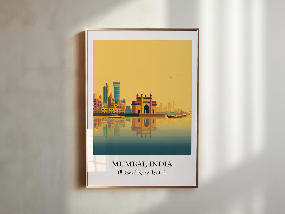 Mumbai Art, Mumbai Retro Travel Art, Mumbai Home Decor, Mumbai India Gift, India Travel Art, Travel Prints, Housewarming Gift