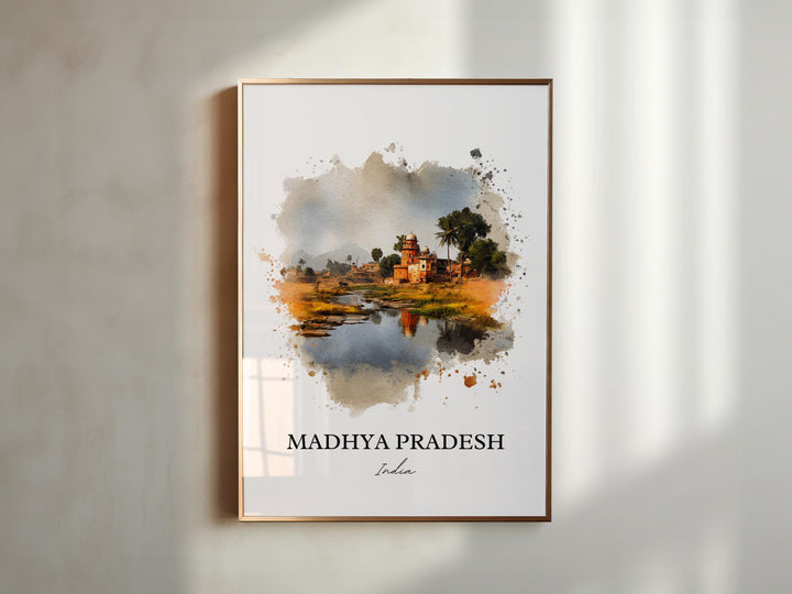 Madhya Pradesh Wall Art, India Print, India Watercolor Art, Madhya Pradesh Gift, India Travel Print, Travel Poster, Housewarming Gift