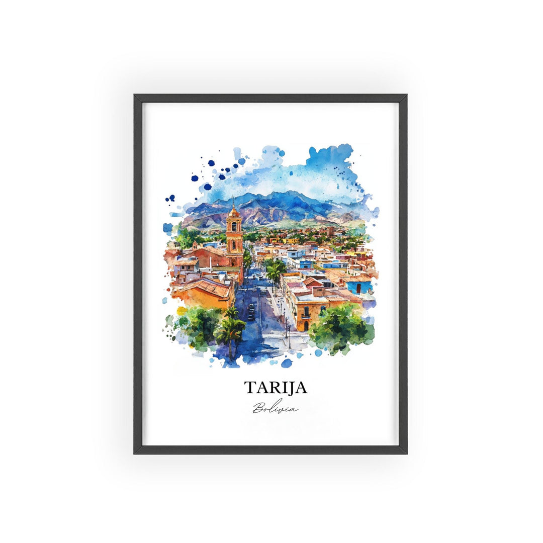 Tarija Bolivia Wall Art, Frontera de Tarixa Print, Bolivia Watercolor, Tarija Bolivia Gift, Travel Print, Travel Poster, Housewarming Gift