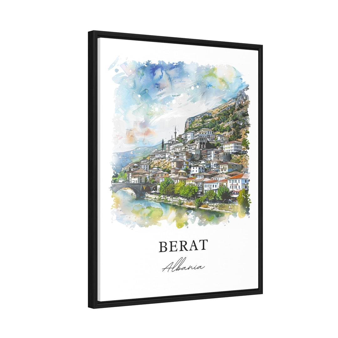 Berat Albania Wall Art, Berat Print, Berat Albania Watercolor, Berat Albania Gift, Travel Poster, Housewarming Gift