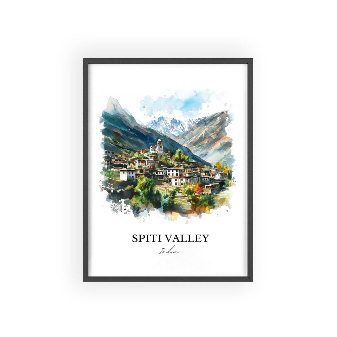 Spiti Valley Wall Art, Himalayas India Print, India Watercolor Art, Spiti Valley India Gift, Travel Print, Travel Poster, Housewarming Gift