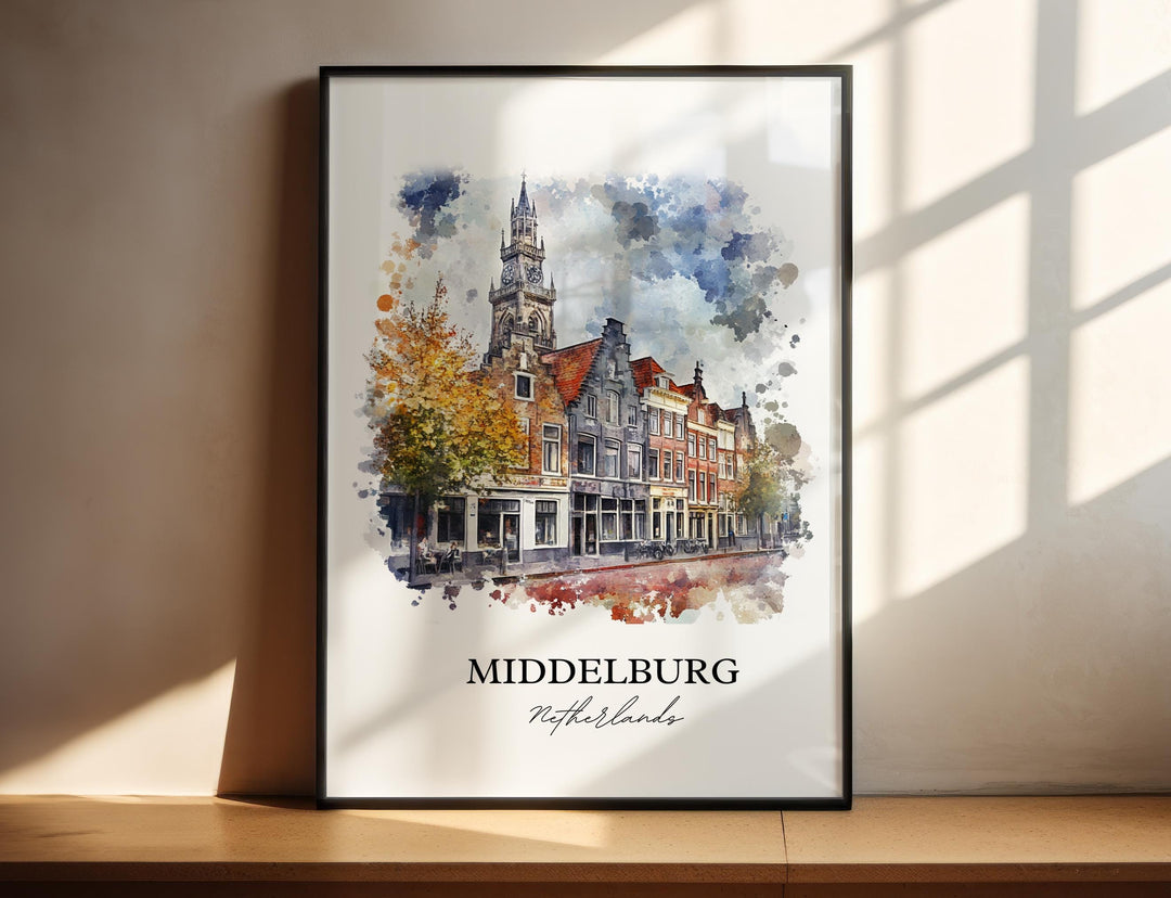 Middelburg Netherlands Art, Zeeland Print, Netherlands Watercolor, Middelburg NLD Gift, Travel Print, Travel Poster, Housewarming Gift