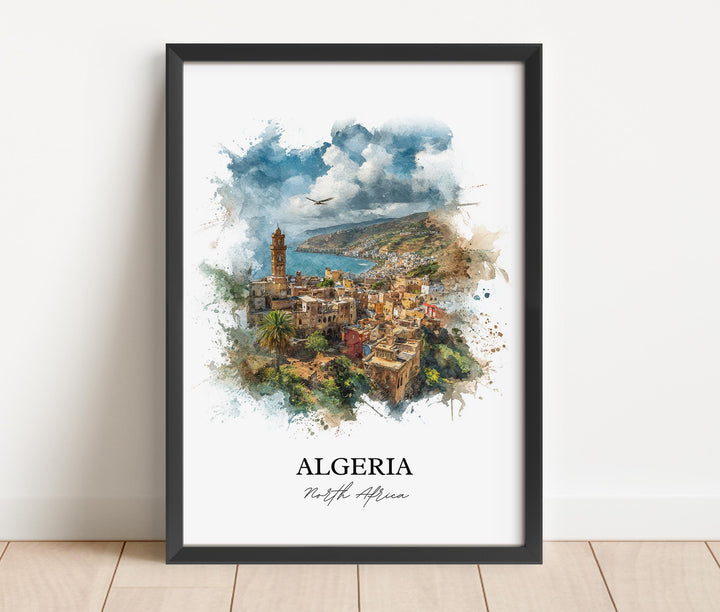 Algeria Wall Art, Algeria Print, Algeria Watercolor Art, Algeria Gift, Algeria Travel Print, Travel Poster, Housewarming Gift
