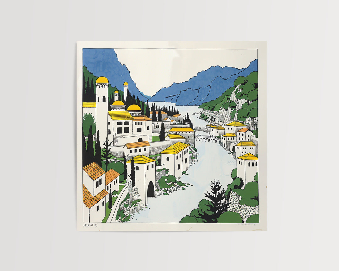 Bosnia and Herzegovina Art, Bosnia Print, Unique Bosnia Herzegovina Art, Bosnia Gift, Travel Poster, Housewarming Gift