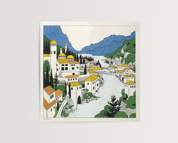 Bosnia and Herzegovina Art, Bosnia Print, Unique Bosnia Herzegovina Art, Bosnia Gift, Travel Poster, Housewarming Gift