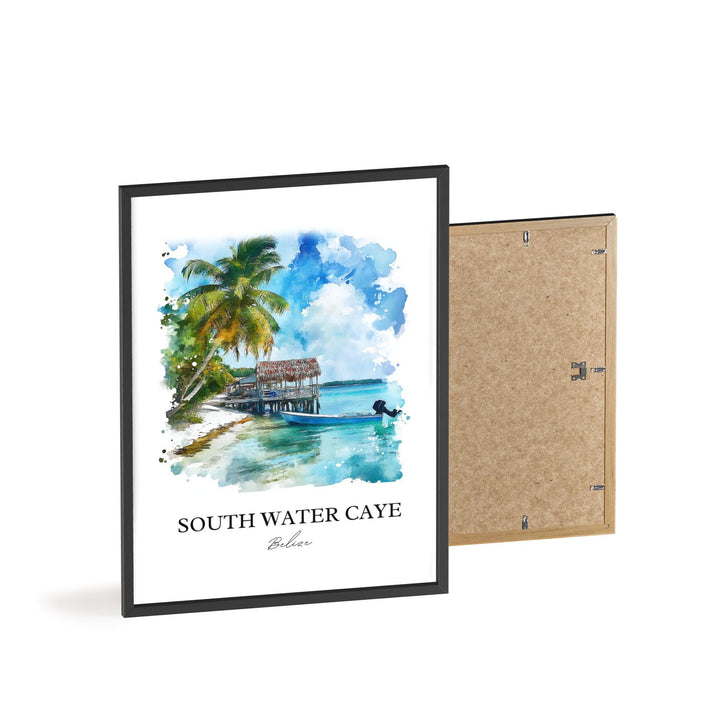 South Water Caye Wall Art, Belize Print, Belize Watercolor Art, South Water Caye Gift, Travel Print, Travel Poster, Housewarming Gift