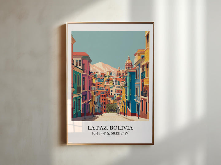 La Paz Art, La Paz Retro Travel Art, La Paz Bolivia Home Decor, Bolivia Gift, Bolivia Travel Art, Travel Prints, Housewarming Gift