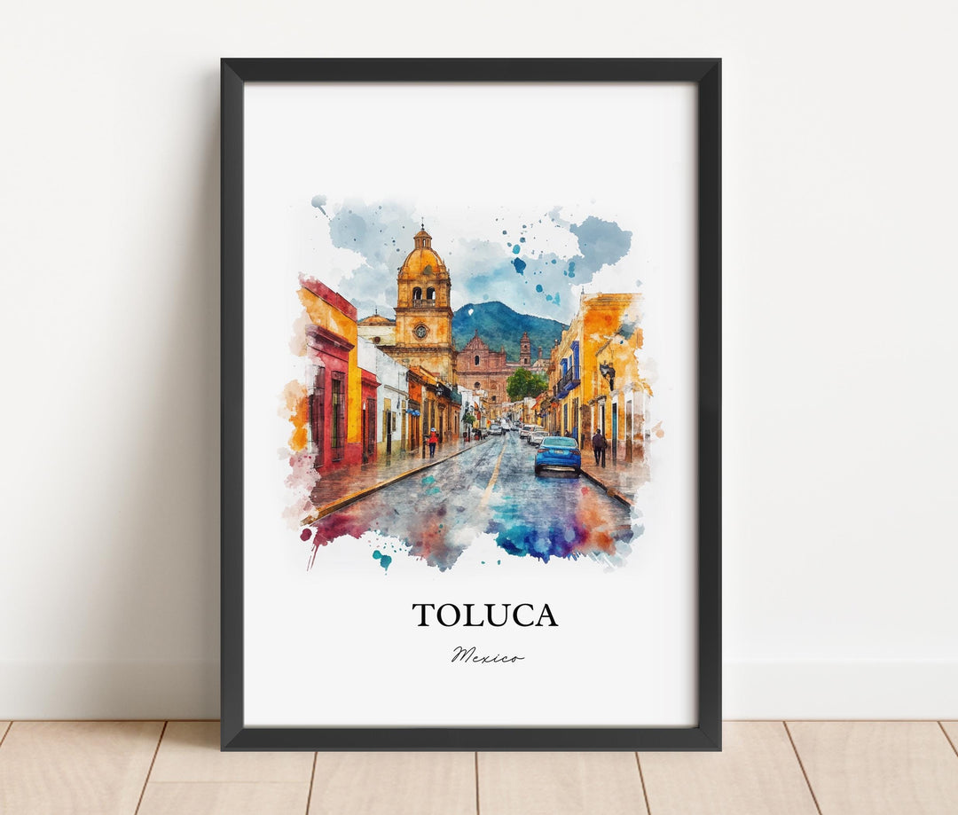 Toluca Mexico Wall Art, Mexico Print, Mexico Watercolor Art, Toluca MX Gift, Travel Print, Travel Poster, Housewarming Gift