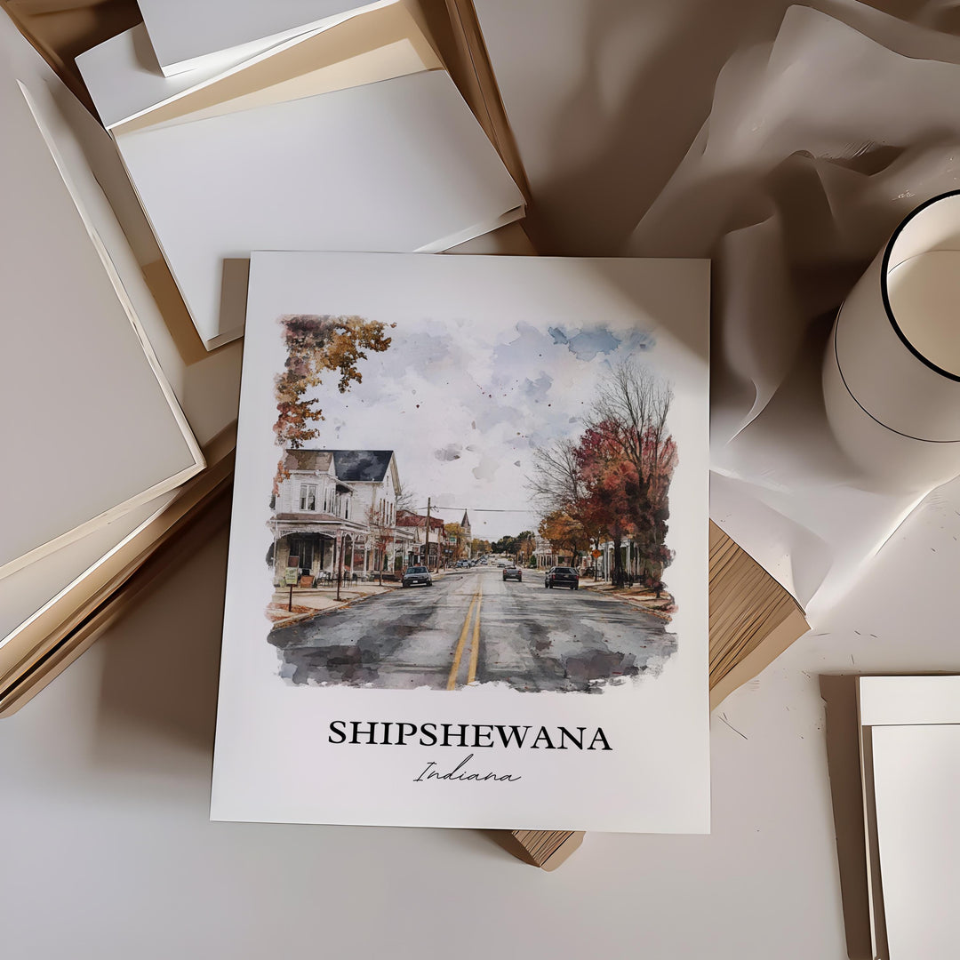 Shipshewana Wall Art, LaGrange County IN Print, Indiana Watercolor Art, Shipshewana Gift, Travel Print, Travel Poster, Housewarming Gift