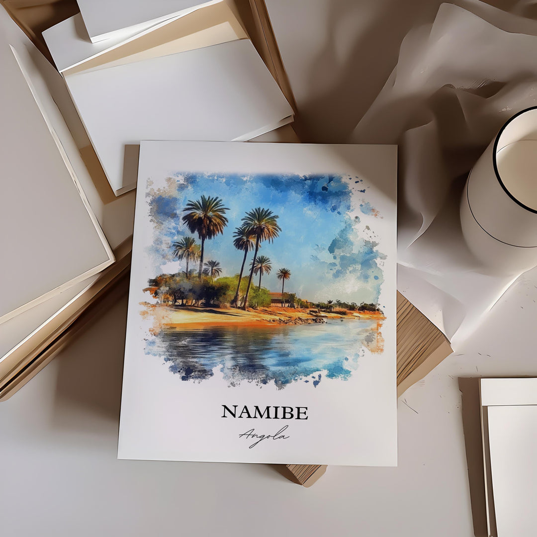 Namibe Angola Wall Art, Angola Print, Angola Watercolor Art, Namibe Gift, Travel Print, Travel Poster, Housewarming Gift