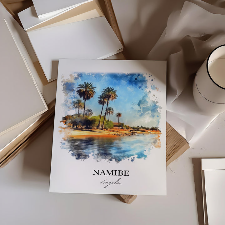 Namibe Angola Wall Art, Angola Print, Angola Watercolor Art, Namibe Gift, Travel Print, Travel Poster, Housewarming Gift