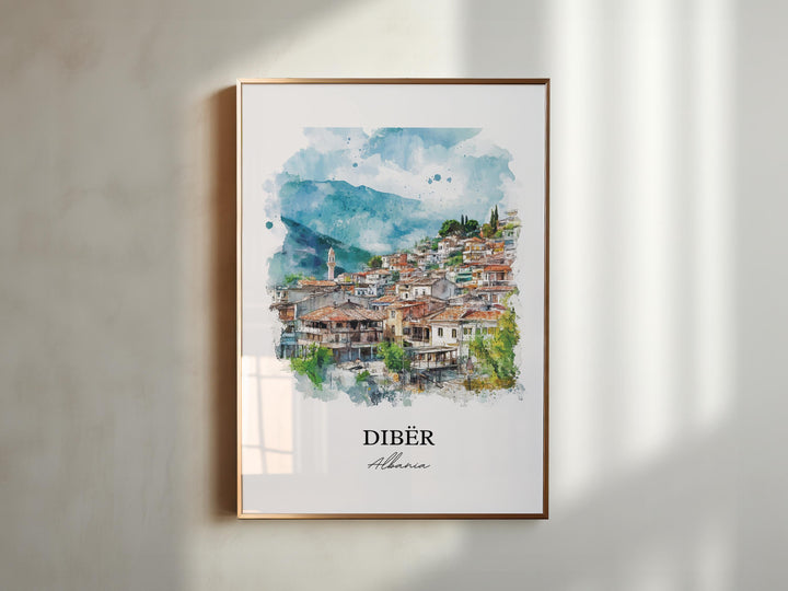 Dibër Albania Wall Art, Peshkopi Print, Albania Watercolor Art, Dibër Gift, Travel Print, Travel Poster, Housewarming Gift
