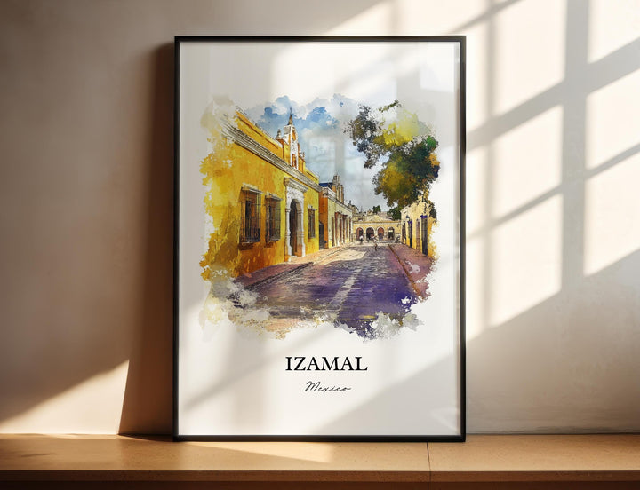 Izamal Mexico Wall Art, Yucatán Print, Mexico Watercolor Art, Izamal Mexico Gift, Travel Print, Travel Poster, Housewarming Gift