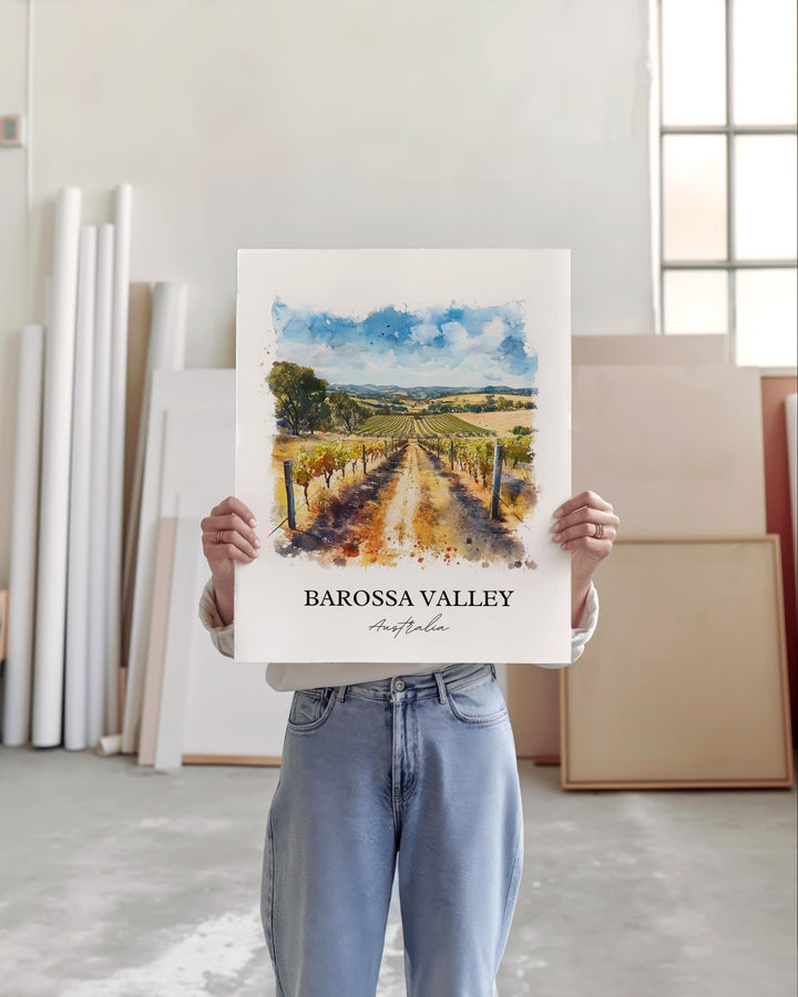 Barossa Valley Wall Art, South Australia Print, Australia Watercolor, Barossa Valley Gift, Travel Print, Travel Poster, Housewarming Gift