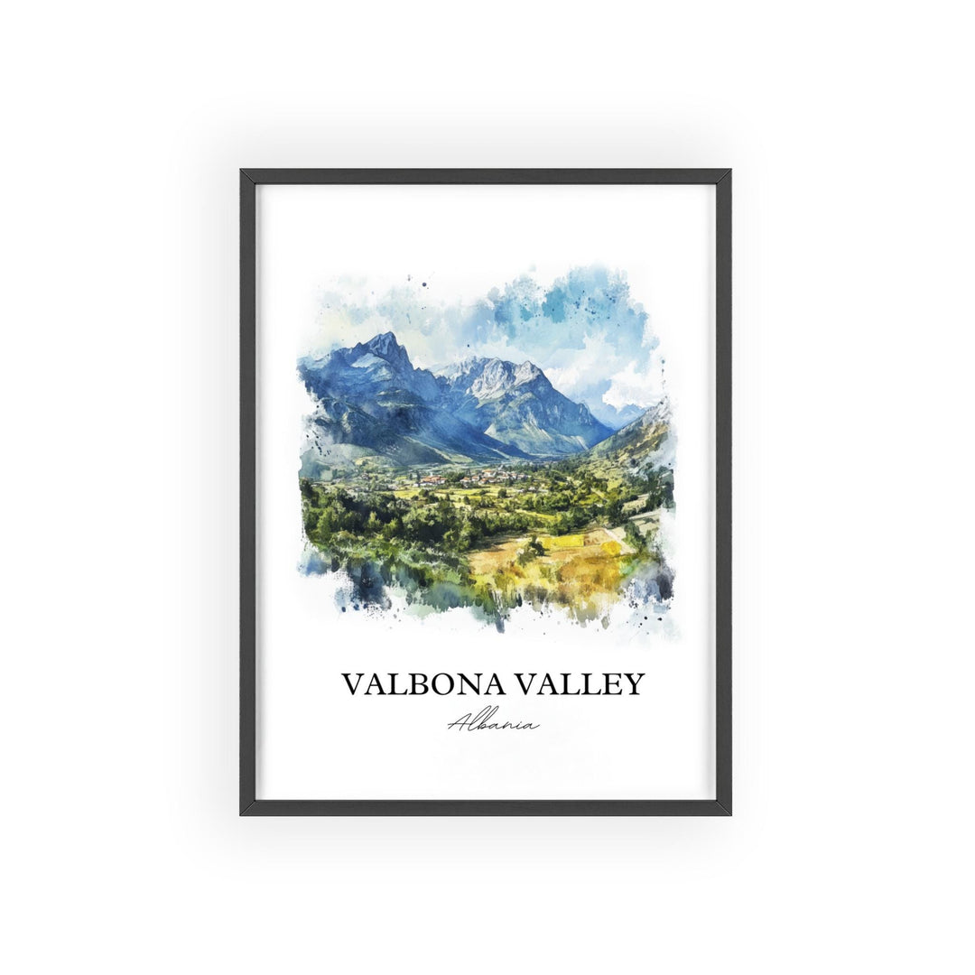 Valbona Valley Wall Art, Valbona Valley Print, Albania Watercolor Art, Valbona Valley Gift, Travel Print, Travel Poster, Housewarming Gift
