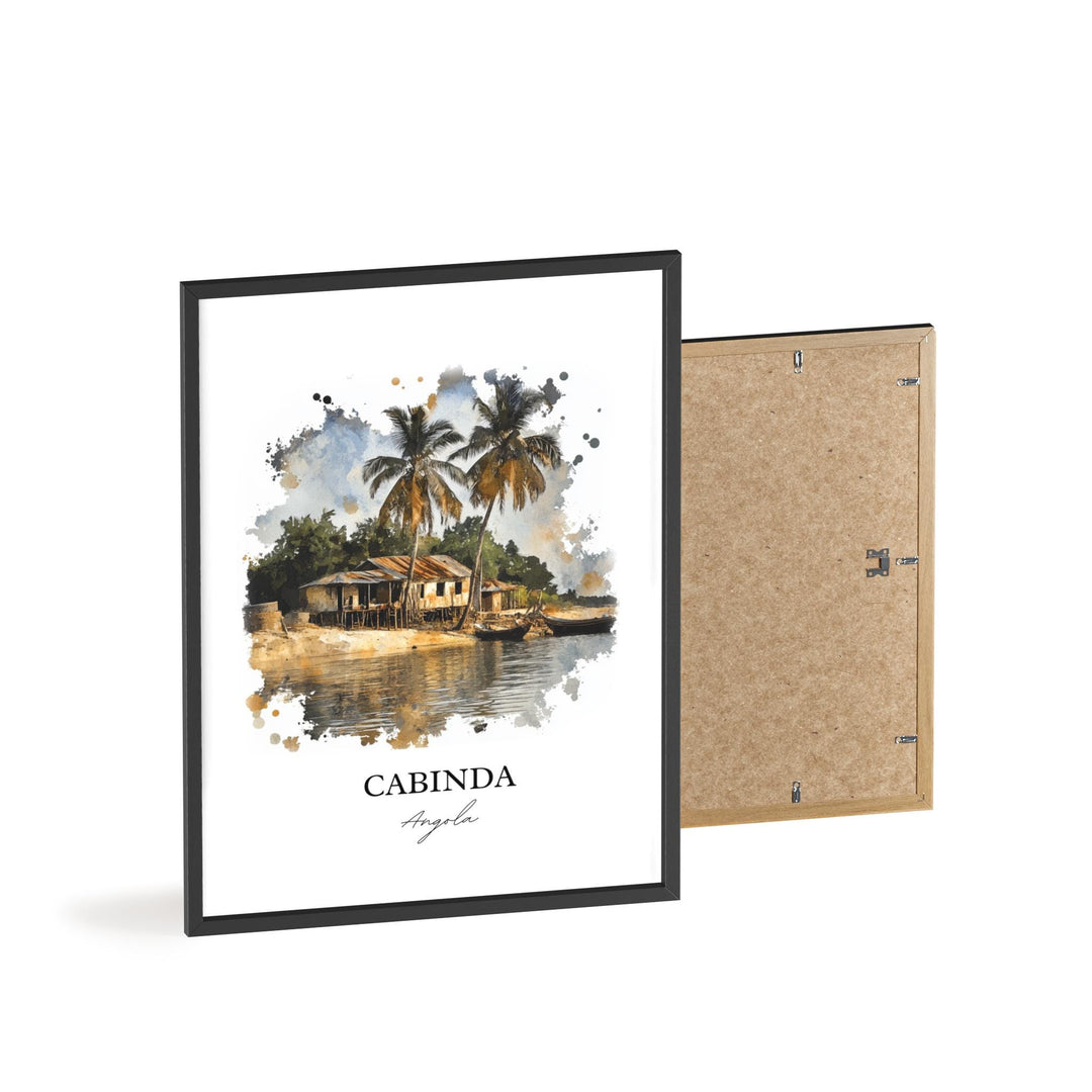 Cabinda Wall Art, Angola Print, Angola Watercolor Art, Cabinda Angola Gift, Travel Print, Travel Poster, Housewarming Gift