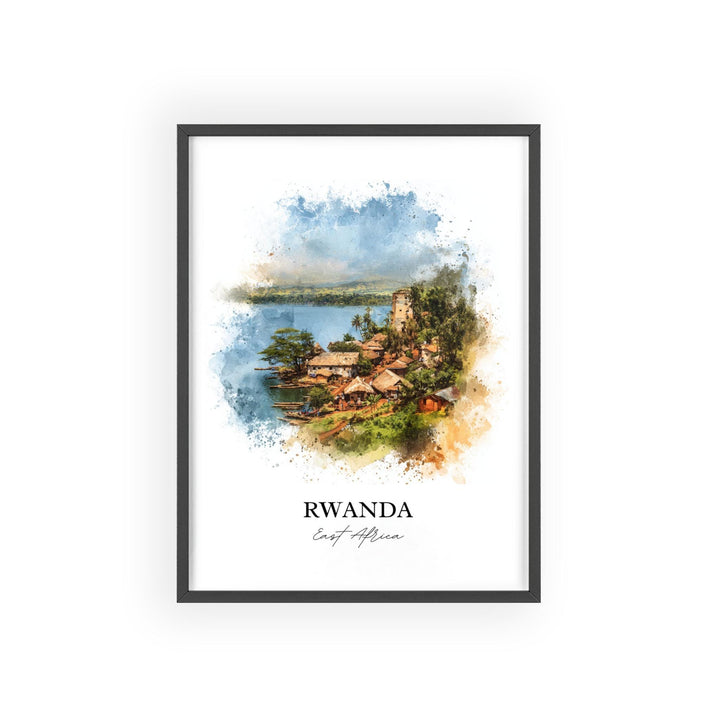 Rwanda Wall Art, Rwanda Print, Rwanda Watercolor Art, Rwanda Africa Gift, Travel Print, Travel Poster, Housewarming Gift
