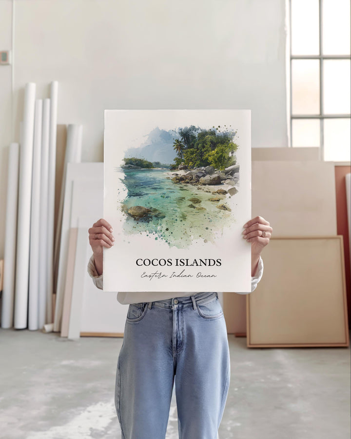 Cocos Islands Wall Art, Eastern Indian Ocean, Cocos Islands Artwork, Cocos Islands Gift, Travel Print, Travel Poster, Housewarming Gift
