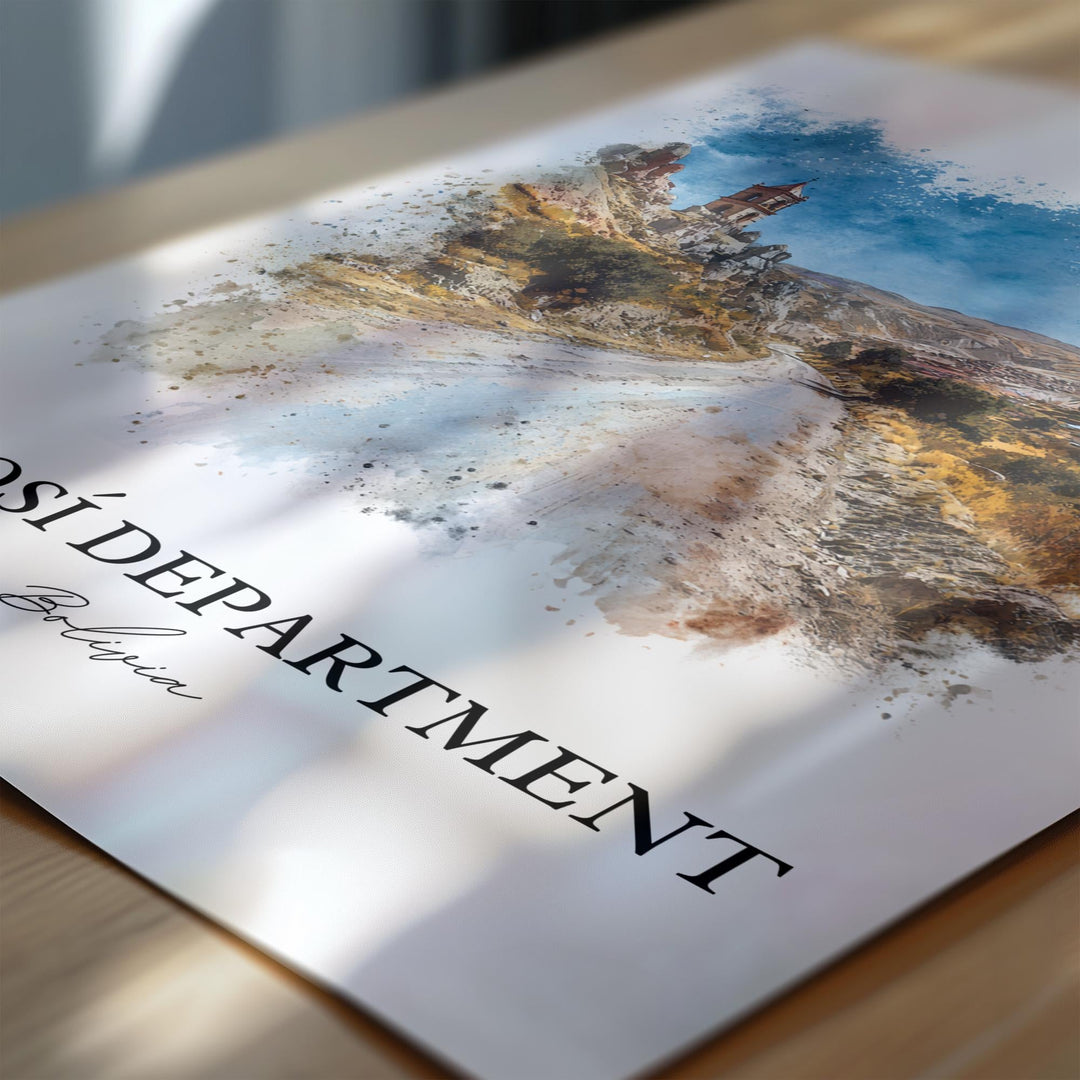 Potosí Bolivia Wall Art, Bolivia Print, Bolivia Watercolor Art, Potosí Dept Gift, Bolivia Travel Print, Travel Poster, Housewarming Gift