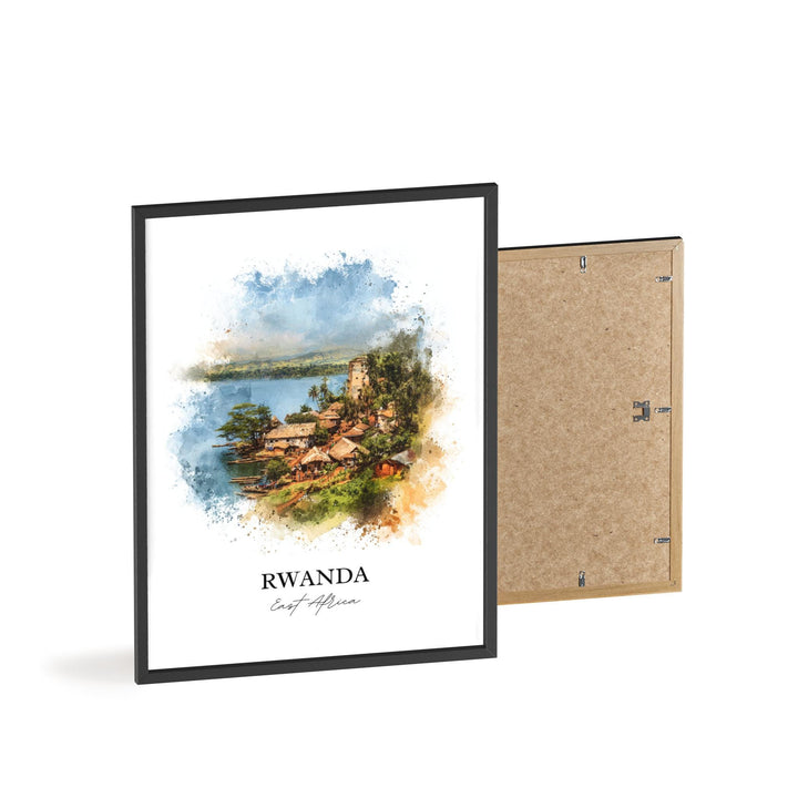 Rwanda Wall Art, Rwanda Print, Rwanda Watercolor Art, Rwanda Africa Gift, Travel Print, Travel Poster, Housewarming Gift