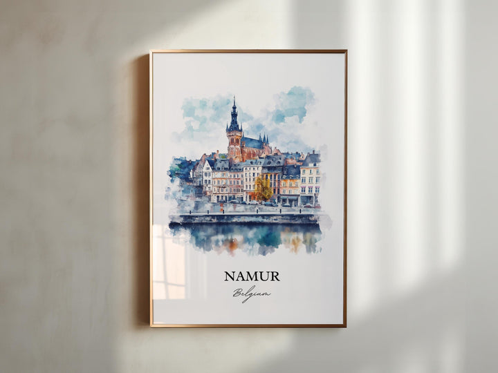 Namur Wall Art, Wallonia Region Print, Belgium Watercolor Art, Namur Belgium Gift, Travel Print, Travel Poster, Housewarming Gift