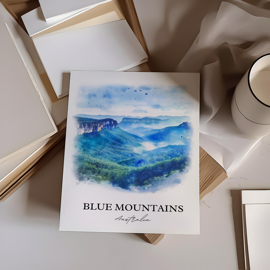 Blue Mountains Art, New South Wales Print, Australia Artwork, Blue Mountains Australia Gift, Travel Print, Travel Poster, Housewarming Gift