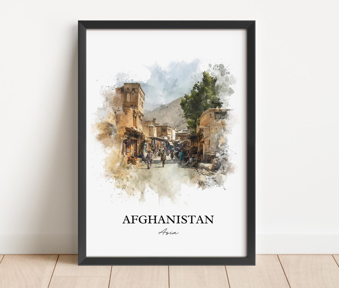 Afghanistan Wall Art, Afghanistan Print, Afghanistan Watercolor Art, Afghanistan Gift, Travel Print, Travel Poster, Housewarming Gift