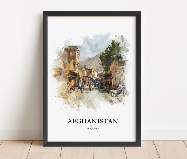 Afghanistan Wall Art, Afghanistan Print, Afghanistan Watercolor Art, Afghanistan Gift, Travel Print, Travel Poster, Housewarming Gift