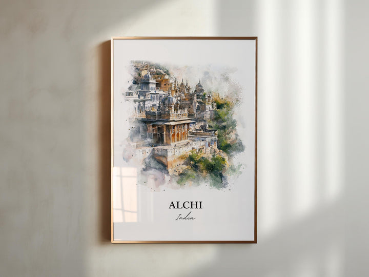 Alchi India Wall Art, Ladakh Print, India Watercolor Art, Alchi India Gift, Travel Print, Travel Poster, Housewarming Gift