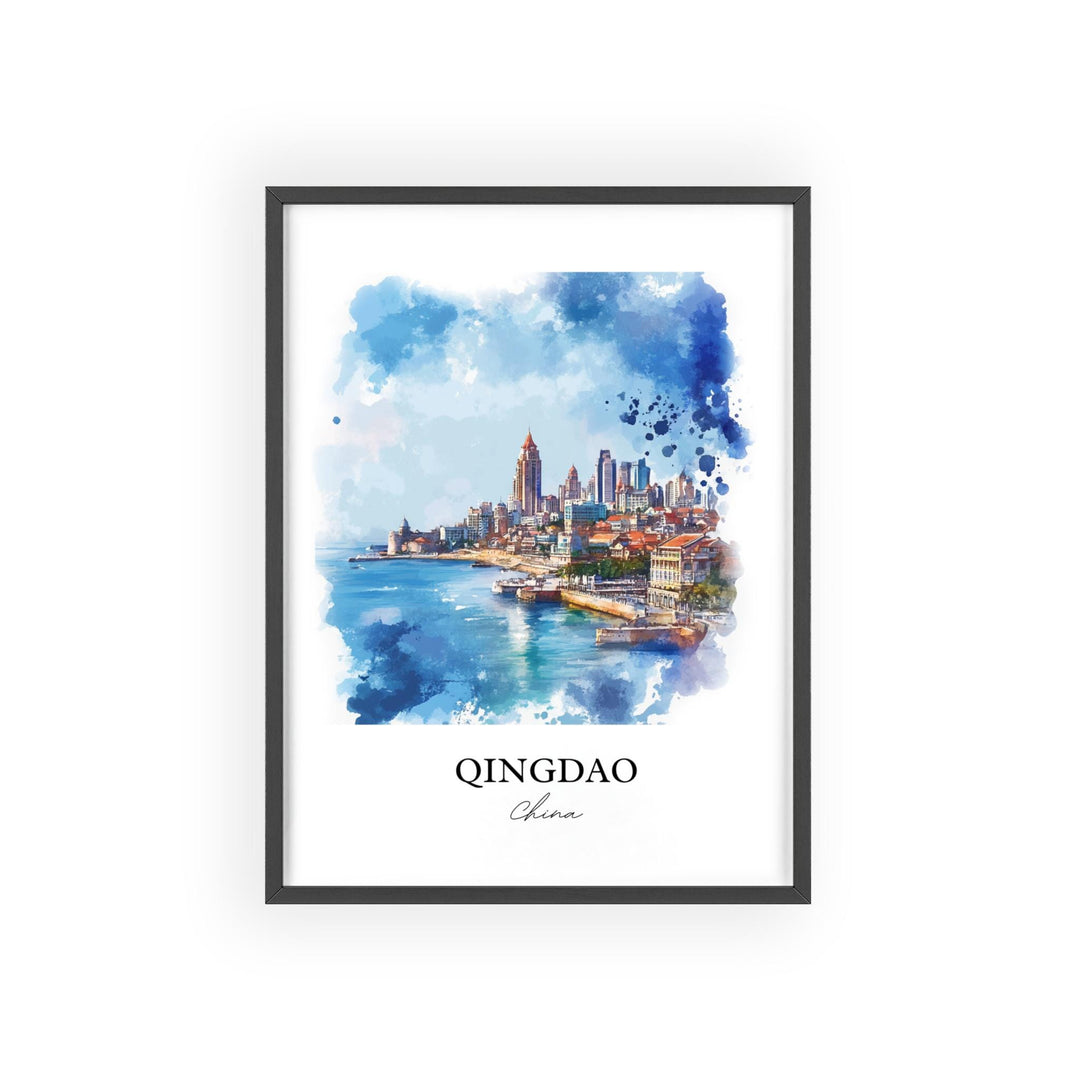 Qingdao Wall Art, Shandong Province Print, China Watercolor Art, Qingdao China Gift, Travel Print, Travel Poster, Housewarming Gift