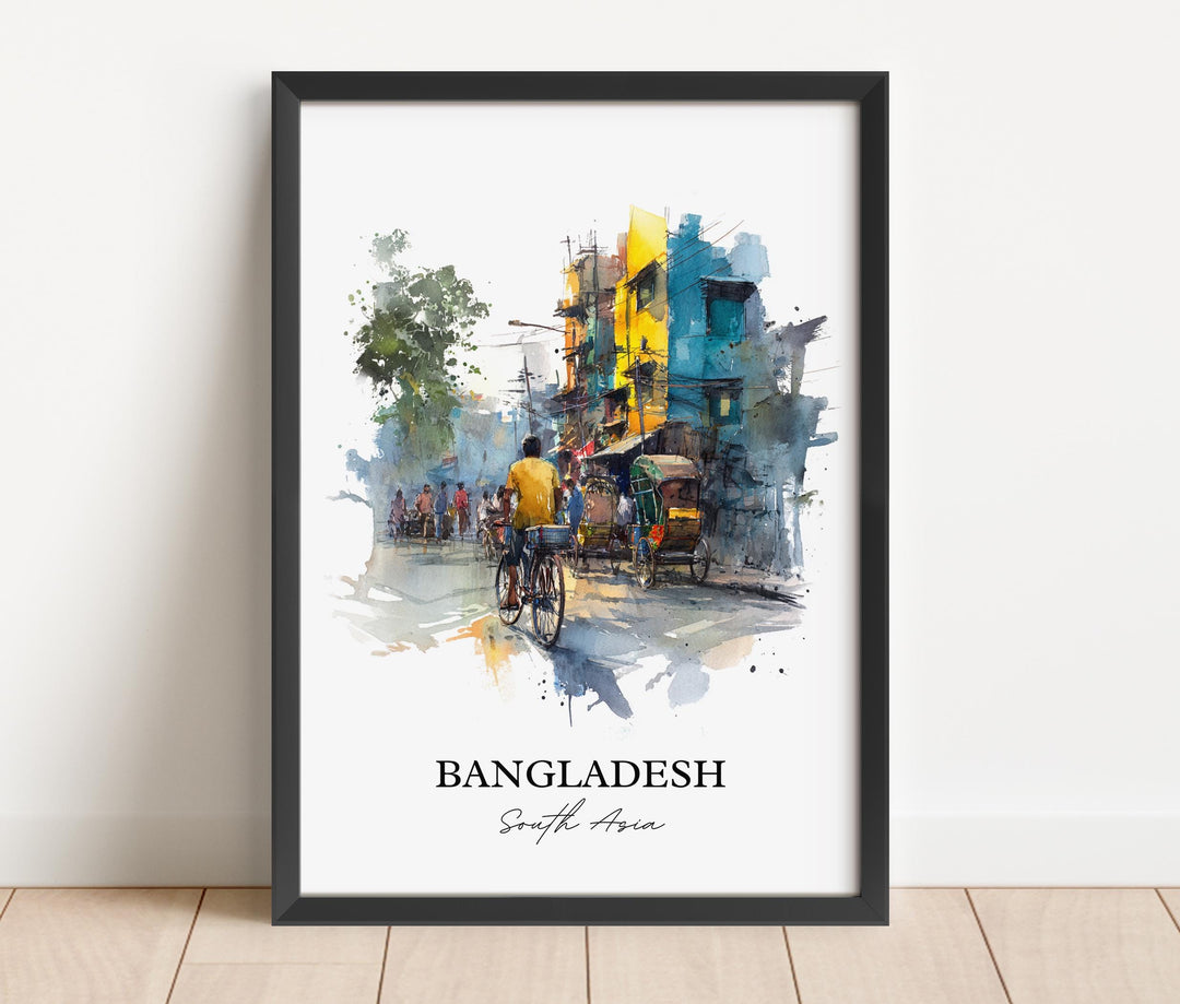 Bangladesh Wall Art, Bangladesh Print, Bangladesh Watercolor Art, Bangladesh Gift, Travel Print, Travel Poster, Housewarming Gift