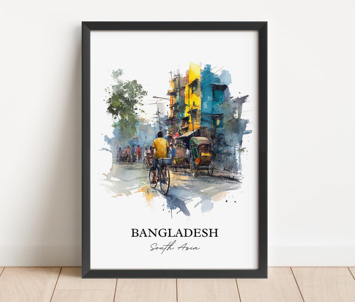 Bangladesh Wall Art, Bangladesh Print, Bangladesh Watercolor Art, Bangladesh Gift, Travel Print, Travel Poster, Housewarming Gift