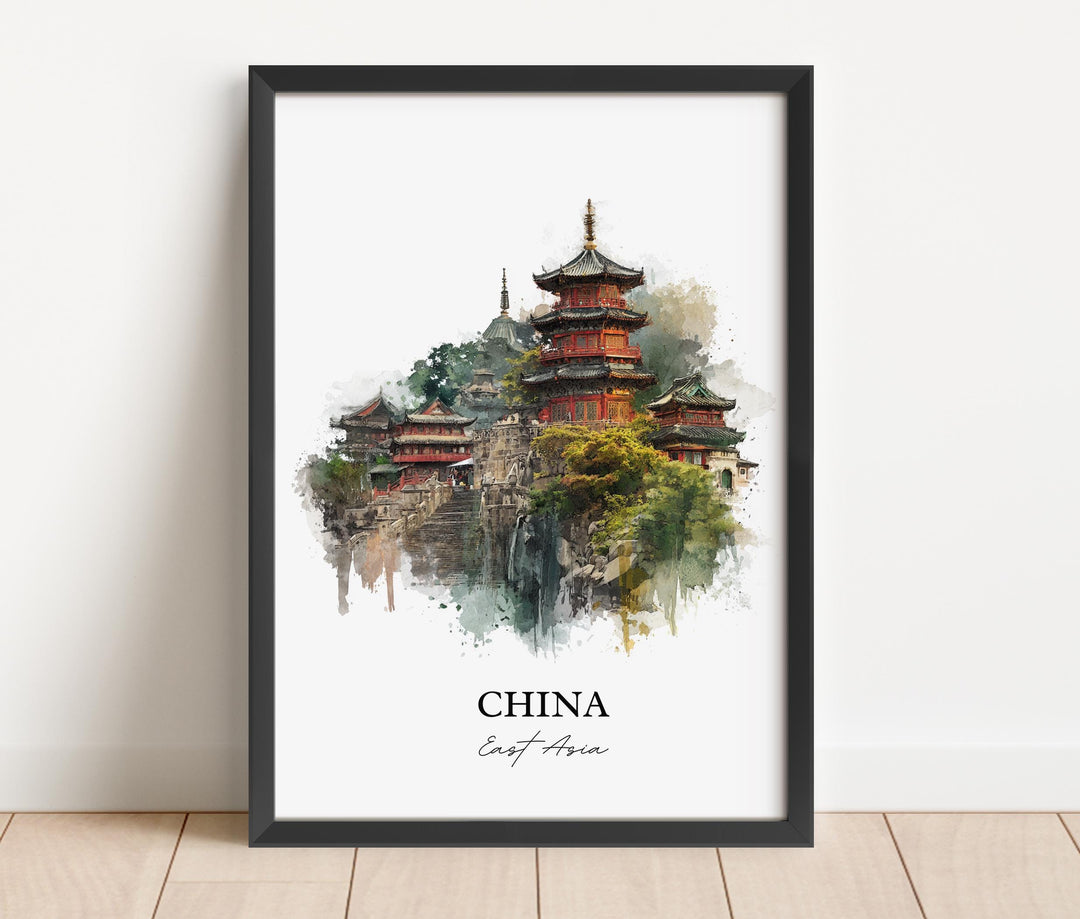 China Wall Art, China Print, China Watercolor Art, China Country Gift, Travel Print, Travel Poster, Housewarming Gift