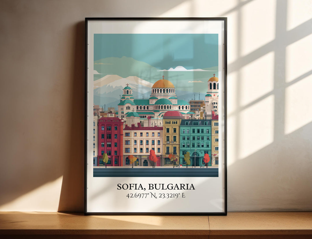 Sofia Bulgaria Art, Sofia Retro Travel Art, Sofia Bulgaria Home Decor, Bulgaria Gift, Bulgaria Travel Art, Travel Prints, Housewarming Gift