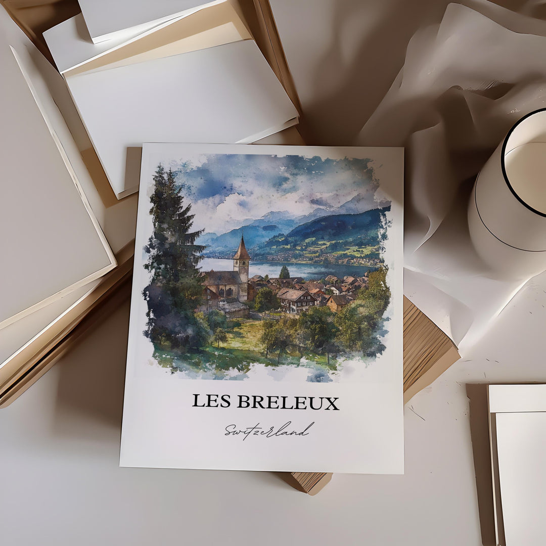 Les Breuleux Art, Switzerland Print, Les Breuleux Watercolor, Jura Canton Switzerland Gift, Travel Print, Travel Poster, Housewarming Gift